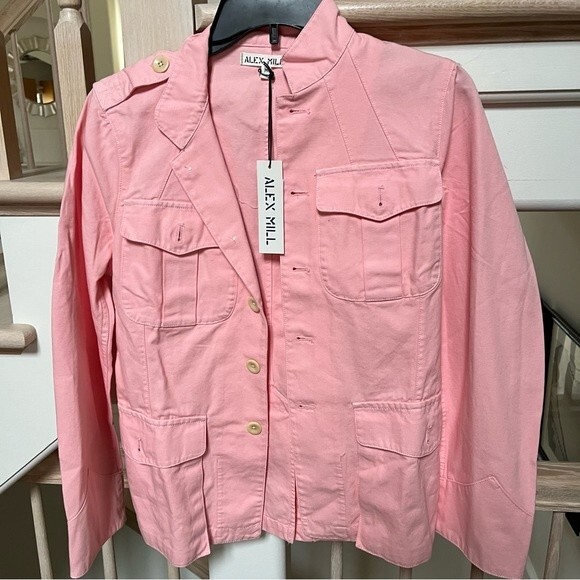 Alex Mill Officer Cotton Jacket in Pink M NWT - Picture 9 of 11